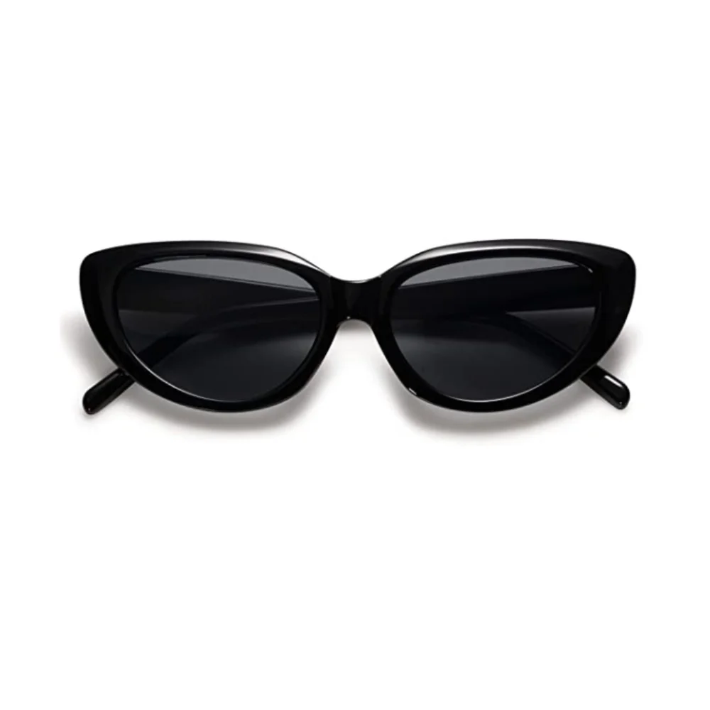 New Black Cat Eye Sunglasses Retro 90s Nude Trendy Chunky UV400 Shades - Picture 2 of 5